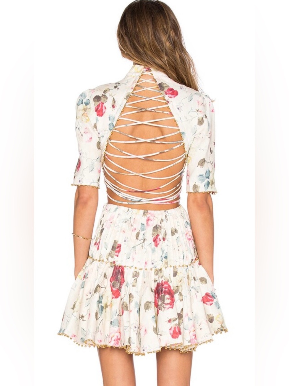 Zimmermann Runway Mischief Floral Corset Linen Dress Sz AU 2 US S-M - Picture 2 of 10